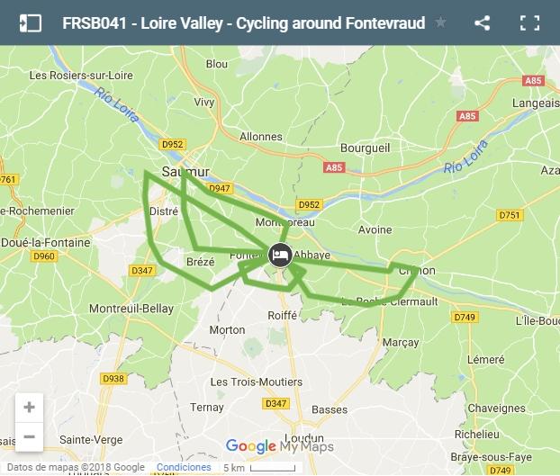 Map Cycling routes Loire Valley 