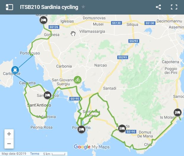 Map cycling routes in Sardinia