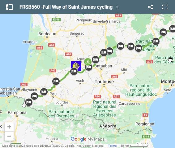 Map Way of Saint James in France full route
