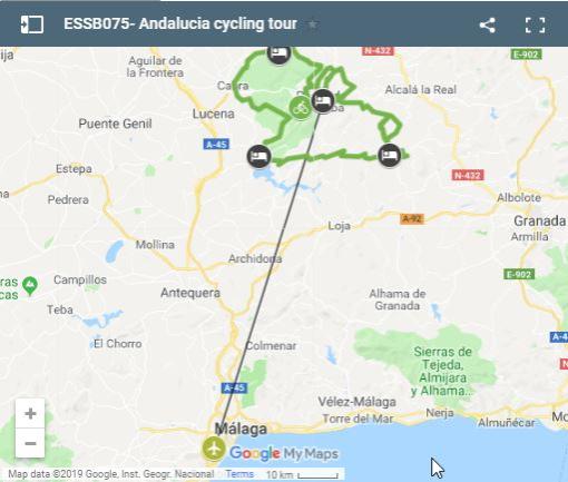 Map cycling routes Andalucia