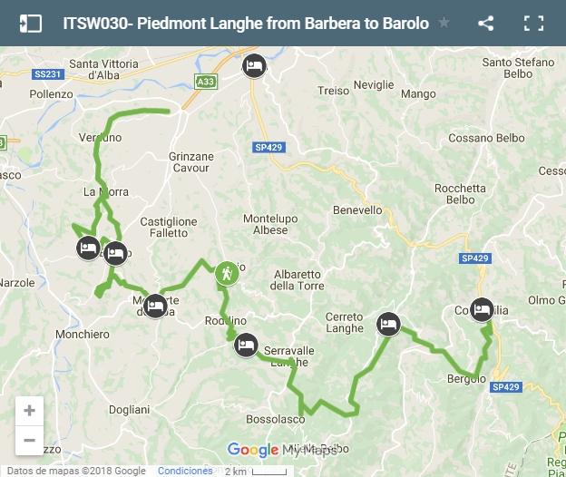 Piedmont Langhe from Barbera to Barolo map