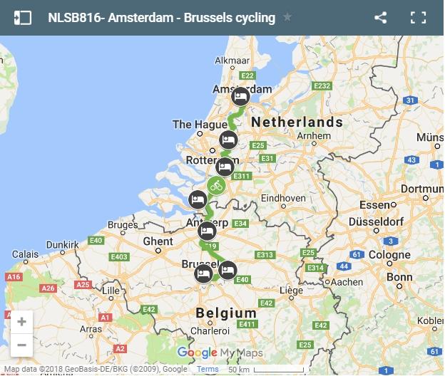 Cycling route Amsterdam Brussels